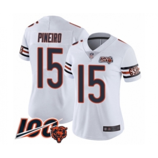 Women's Chicago Bears #15 Eddy Pineiro White Vapor Untouchable Limited Player 100th Season Football Jersey - Ujersey