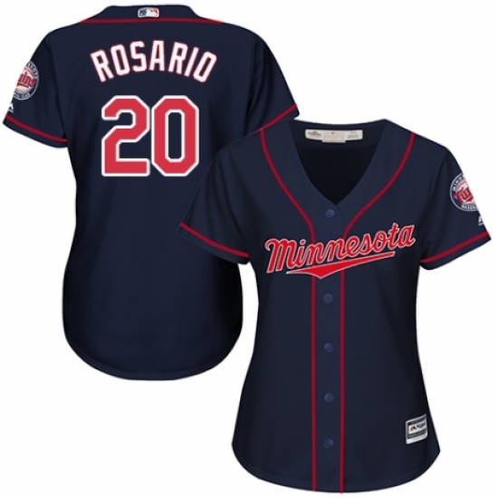 Women's Majestic Minnesota Twins #20 Eddie Rosario Replica Navy Blue Alternate Road Cool Base MLB Jersey - Ujersey