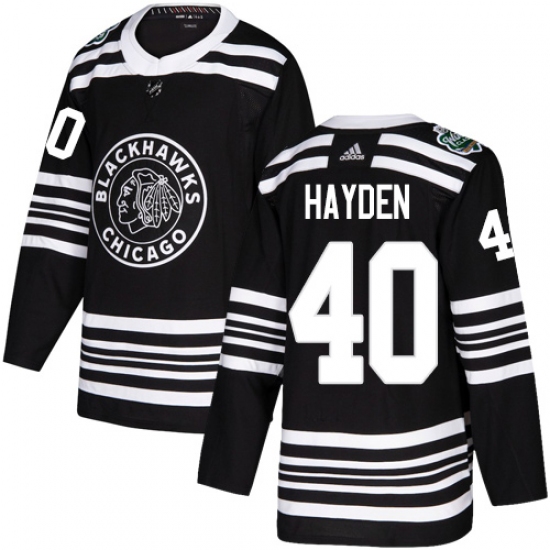 Men's Adidas Chicago Blackhawks #40 John Hayden Authentic Black 2019 Winter Classic NHL Jersey - Ujersey