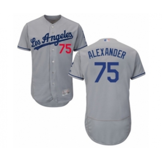 Men's Los Angeles Dodgers #75 Scott Alexander Grey Road Flex Base Authentic Collection Baseball Player Jersey - Ujersey