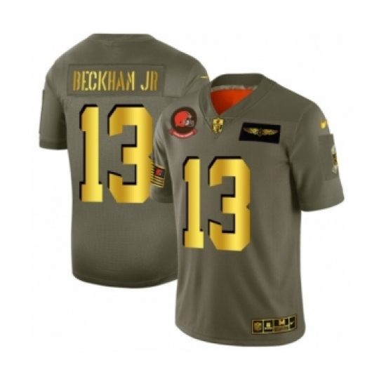 Men's Cleveland Browns #13 Odell Beckham Jr. Limited Olive Gold 2019 Salute to Service Football Jersey - Ujersey