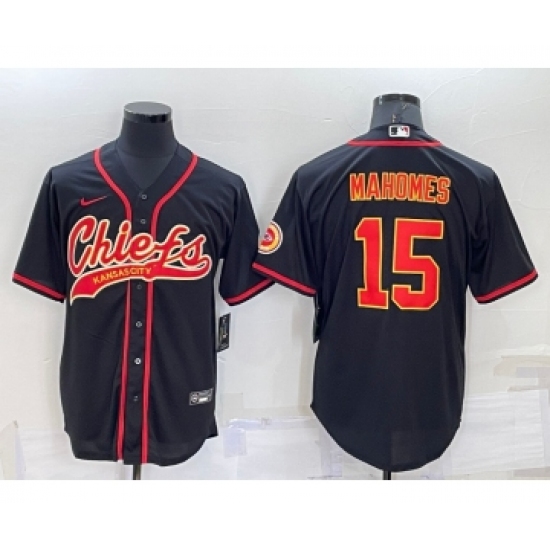Men's Kansas City Chiefs Patrick Mahomes Black Stitched Cool Base Nike Baseball Jersey - Ujersey