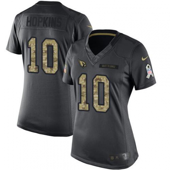 Women's Nike Arizona Cardinals #10 DeAndre Hopkins Black Stitched NFL Limited 2016 Salute to Service Jersey