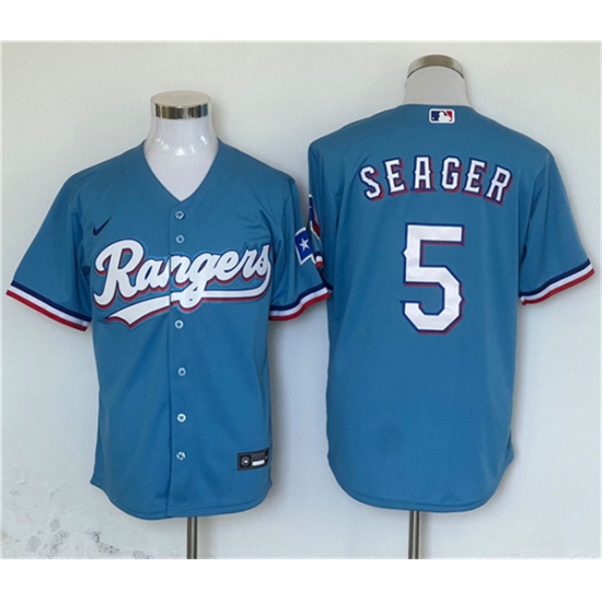 Men's Texas Rangers #5 Corey Seager Blue Cool Base Stitched Jersey - Ujersey