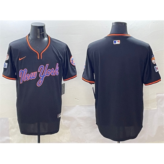 Men's New York Mets Blank Black 2025 Spring Training Stitched Baseball Jersey - Ujersey