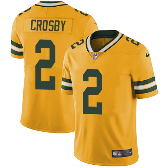 Men's Nike Green Bay Packers #2 Mason Crosby Elite Gold Rush Vapor Untouchable NFL Jersey - Ujersey