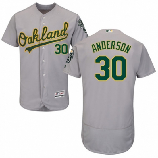 Men's Majestic Oakland Athletics #30 Brett Anderson Grey Road Flex Base Authentic Collection MLB Jersey - Ujersey
