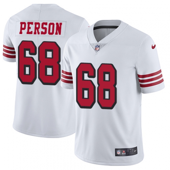 Men's Nike San Francisco 49ers #68 Mike Person Limited White Rush Vapor Untouchable NFL Jersey - Ujersey