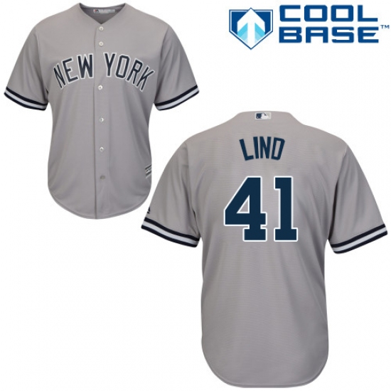 Youth Majestic New York Yankees #41 Adam Lind Authentic Grey Road MLB Jersey - Ujersey