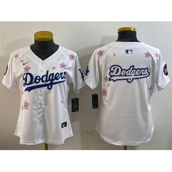 Women's Los Angeles Dodgers Team Big Logo White 2025 Tokyo Series Limited Stitched Baseball Jersey(Run Small) - Ujersey