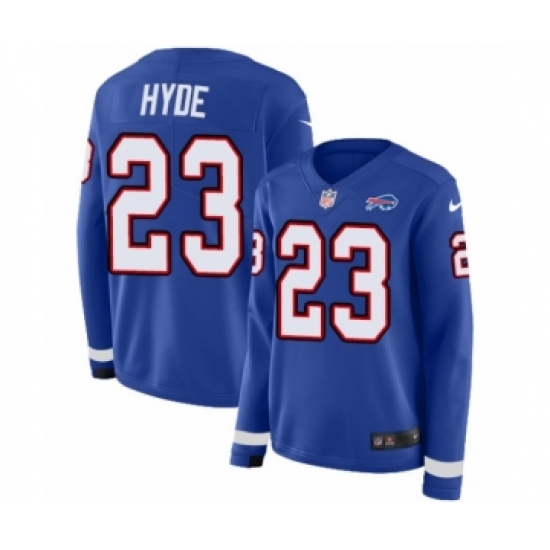 Women's Nike Buffalo Bills #23 Micah Hyde Limited Royal Blue Therma Long Sleeve NFL Jersey - Ujersey