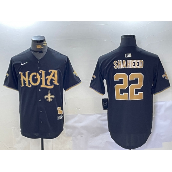 Men's New Orleans Saints #22 Rashid Shaheed Black Cool Base Stitched Baseball Jersey - ujerseystore