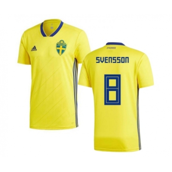 Sweden #8 Svensson Home Kid Soccer Country Jersey