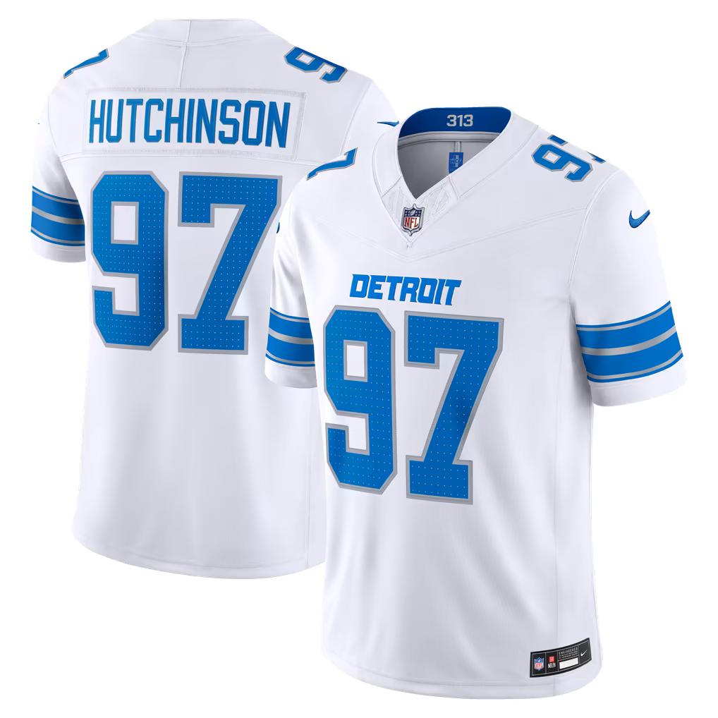 Men's Detroit Lions Aidan Hutchinson Nike White Vapor F.U.S.E. Stitched Limited Jersey - SUjersey01