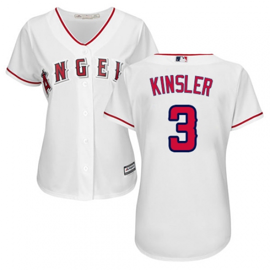 Women's Majestic Los Angeles Angels of Anaheim #3 Ian Kinsler Authentic White Home Cool Base MLB Jersey - Ujersey
