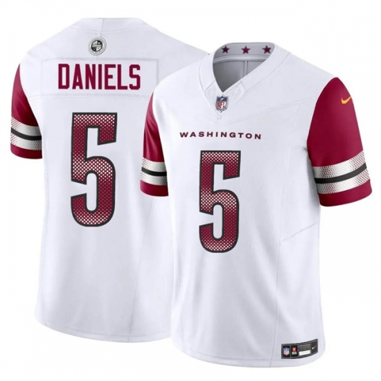 Men's Washington Commanders #5 Jayden Daniels White 2024 Draft F.U.S.E Vapor Limited Football Stitched Jersey - Ujersey