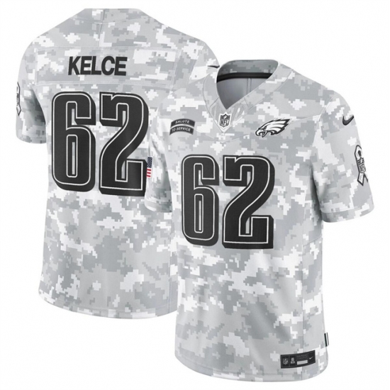 Men's Philadelphia Eagles #62 Jason Kelce 2024 F.U.S.E Arctic Camo Salute To Service Limited Stitched Football Jersey - Ujersey