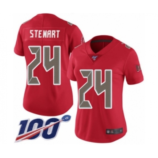 Women's Tampa Bay Buccaneers #24 Darian Stewart Limited Red Rush Vapor Untouchable 100th Season Football Jersey - Ujersey