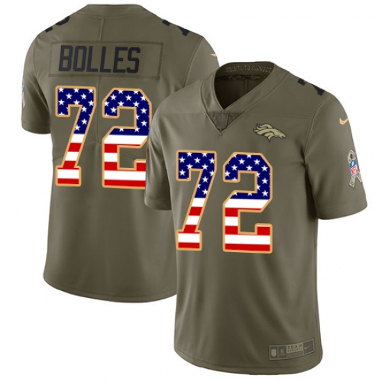 Men's Nike Denver Broncos #72 Garett Bolles Limited Olive/USA Flag 2017 Salute to Service NFL Jersey - Ujersey