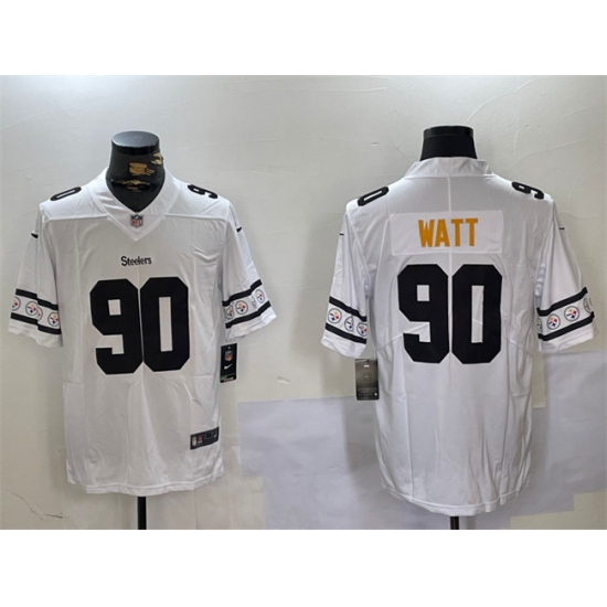 Men's Pittsburgh Steelers #90 T.J. Watt White 2019 Team Logo Cool Edition Stitched Jersey - Ujersey