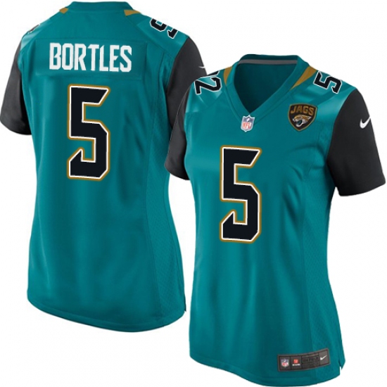 Women's Nike Jacksonville Jaguars #5 Blake Bortles Game Teal Green Team Color NFL Jersey - Ujersey
