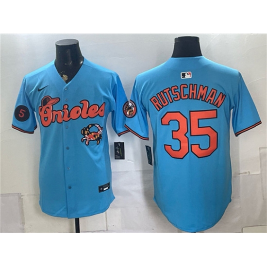 Men's Baltimore Orioles #35 Adley Rutschman Blue With Vapor Premier Limited Stitched Baseball Jersey - Ujersey