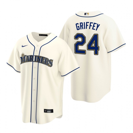 Men's Nike Seattle Mariners #24 Ken Griffey Jr. Cream Alternate Stitched Baseball Jersey