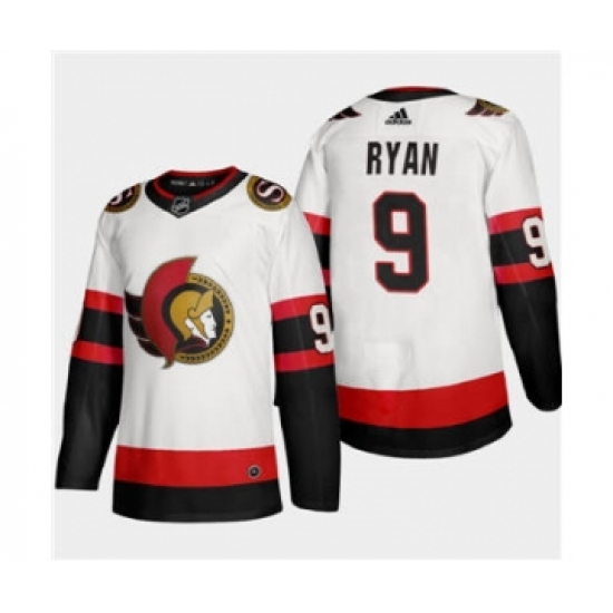 Men's Ottawa Senators #9 Bobby Ryan White 2020-21 Authentic Player Away Stitched Hockey Jersey - Ujersey