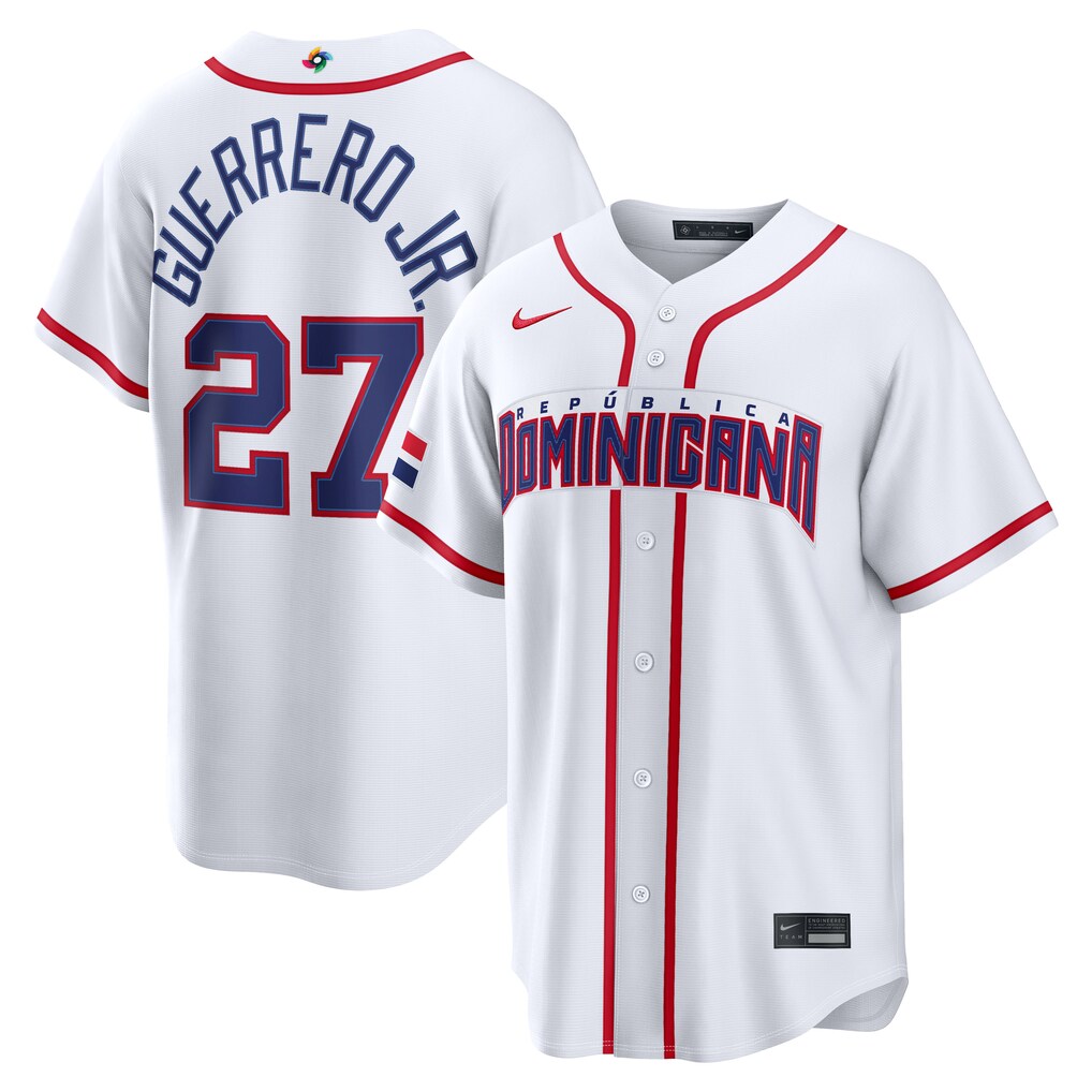 Men's Dominican Republic Baseball Vladimir Guerrero Jr. Nike White 2026 World Baseball Classic Home Stadium Jersey - ujerseystore