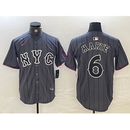Men's New York Mets #6 Starling Marte Gray 2024 City Connect Cool Base Stitched Jersey - Ujersey