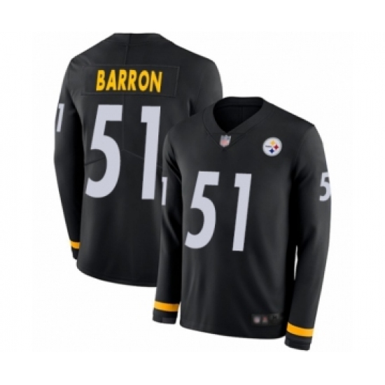 Men's Pittsburgh Steelers #51 Mark Barron Limited Black Therma Long Sleeve Football Jersey - Ujersey