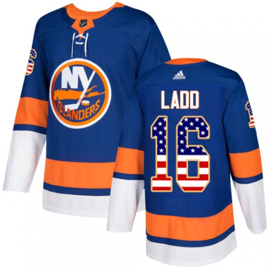 Youth Adidas New York Islanders #16 Andrew Ladd Authentic Royal Blue USA Flag Fashion NHL Jersey - Ujersey