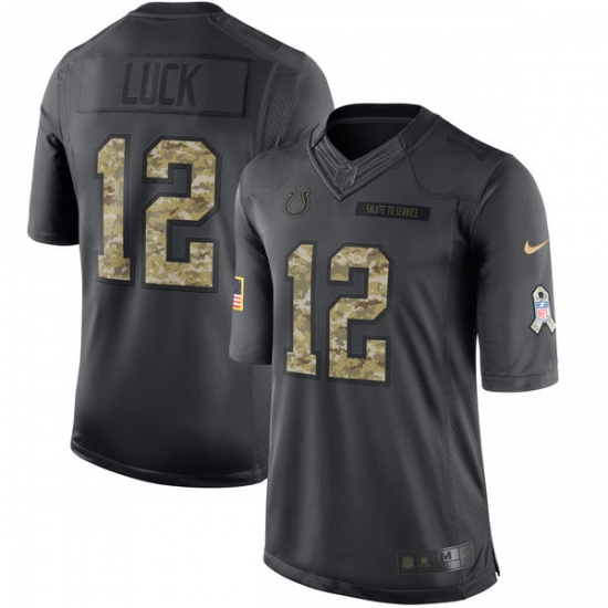 Youth Nike Indianapolis Colts #12 Andrew Luck Limited Black 2016 Salute to Service NFL Jersey - Ujersey