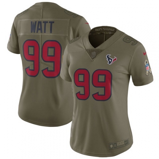 Women's Nike Houston Texans #99 J.J. Watt Limited Olive 2017 Salute to Service NFL Jersey - Ujersey