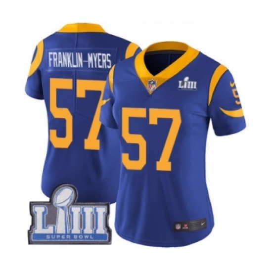 Women's Nike Los Angeles Rams #57 John Franklin-Myers Royal Blue Alternate Vapor Untouchable Limited Player Super Bowl LIII Bound NFL Jersey - Ujersey