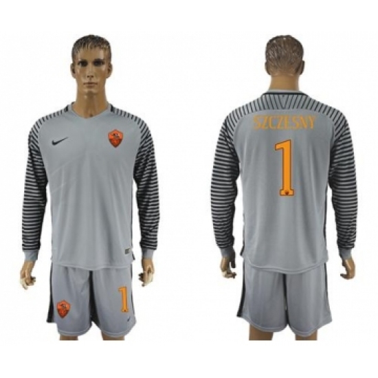 Roma #1 Szczesny Grey Goalkeeper Long Sleeves Soccer Club Jersey