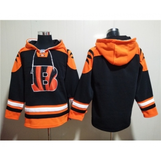 Men's Cincinnati Bengals Blank Orange Black Ageless Must-Have Lace-Up Pullover Hoodie - Ujersey