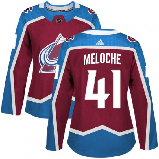 Women's Adidas Colorado Avalanche #41 Nicolas Meloche Authentic Burgundy Red Home NHL Jersey - Ujersey