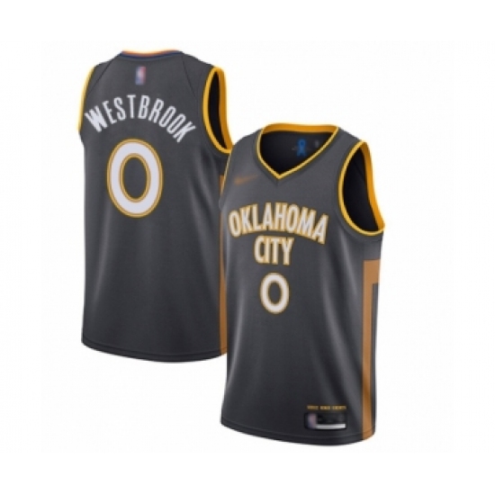 Youth Oklahoma City Thunder #0 Russell Westbrook Swingman Charcoal Basketball Jersey - 2019 20 City Edition - Ujersey