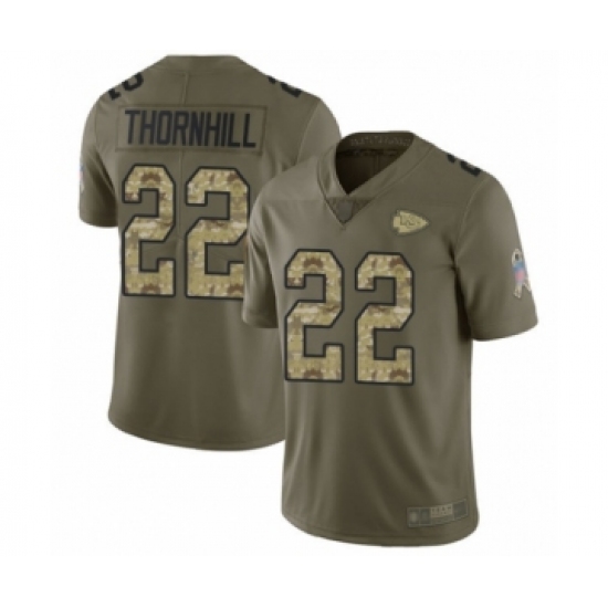 Men's Kansas City Chiefs #22 Juan Thornhill Limited Olive Camo 2017 Salute to Service Football Jersey - Ujersey