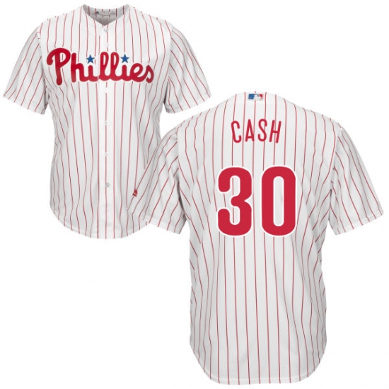 Men's Majestic Philadelphia Phillies #30 Dave Cash Replica White/Red Strip Home Cool Base MLB Jersey - Ujersey