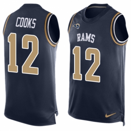 Men's Nike Los Angeles Rams #12 Brandin Cooks Limited Navy Blue Player Name & Number Tank Top NFL Jersey - Ujersey