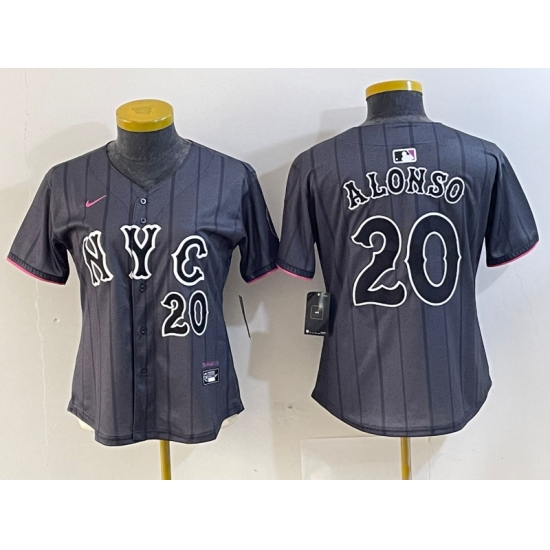 Women's New York Mets #20 Pete Alonso Number Grey 2024 City Connect Cool Base Stitched Jersey - Ujersey