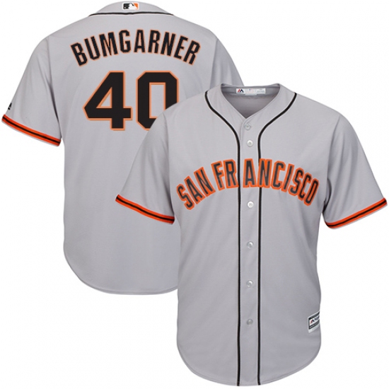 Men's Majestic San Francisco Giants #40 Madison Bumgarner Replica Grey Road Cool Base MLB Jersey - Ujersey