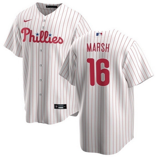 Men Philadelphia Phillies #16 Brandon Marsh White Cool Base Stitched Baseball Jersey - Ujersey