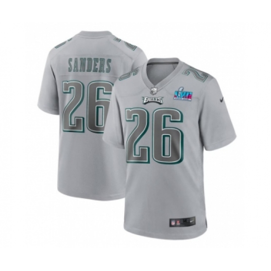 Men's Philadelphia Eagles #26 Miles Sanders Gray Super Bowl LVII Patch Atmosphere Fashion Stitched Game Jersey - Ujersey