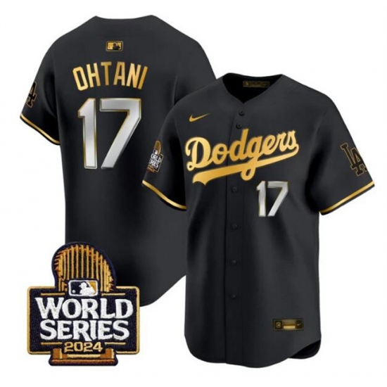 Men's Los Angeles Dodgers #17 Shohei Ohtani Black Gold 2024 World Series Limited Stitched Baseball Jersey - Ujersey
