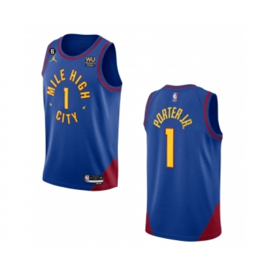 Men's Denver Nuggets #1 Michael Porter Jr. Blue 2022-23 Statement Edition With NO.6 Stitched Jersey - Ujersey