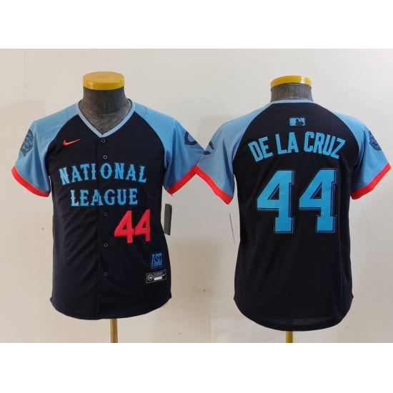 Youth Cincinnati Reds #44 Elly De La Cruz Number Navy 2024 All Star Limited Stitched Jersey - Ujersey