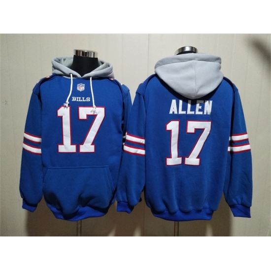 Men's Buffalo Bills #17 Josh Allen Red Blue Ageless Must-Have Lace-Up Pullover Hoodie - Ujersey